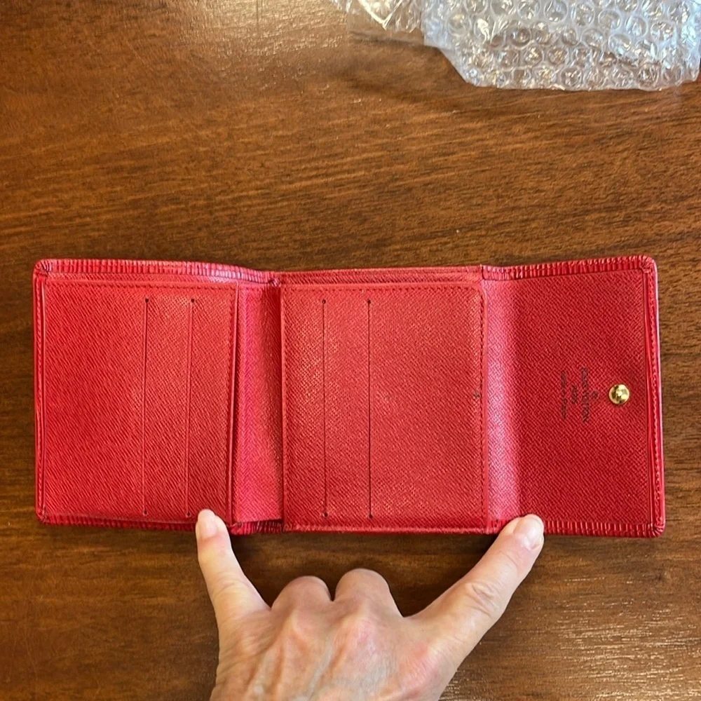 EUC Louis Vuitton Red Epi Compact Wallet